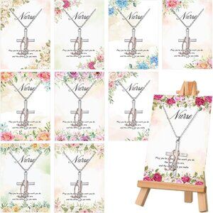 Nurse Gifts Bulk Stainless Steel Cross Necklace for Women Medical Profession